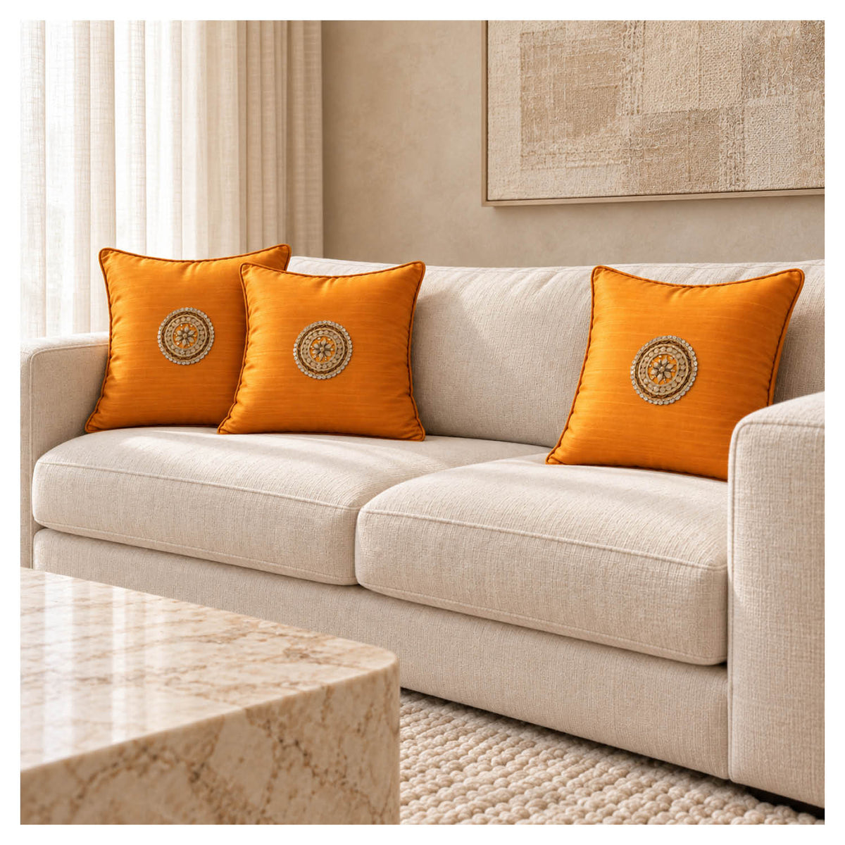 Gota Motif Cushion - Golden Yellow