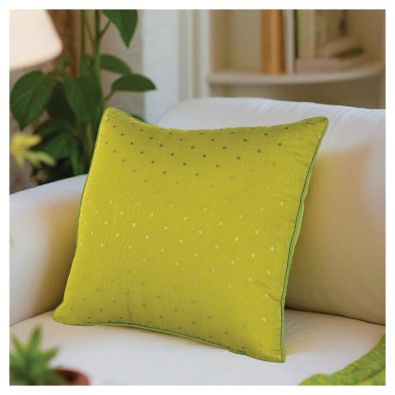 Gold Dot Cushion - Lime Green