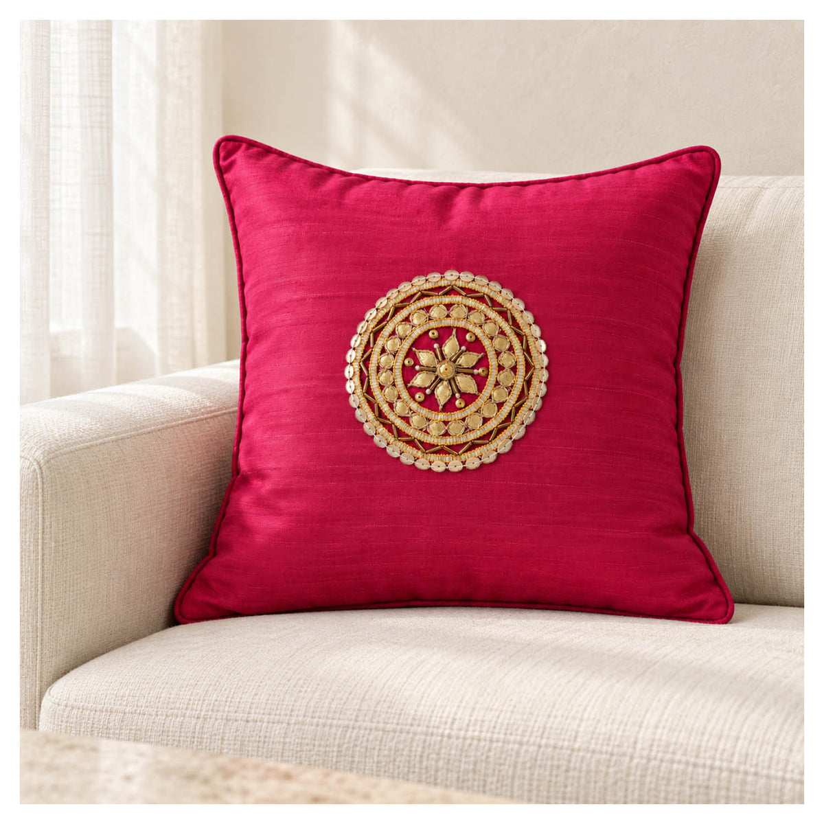 Gota Motif Cushion - Rich Magenta