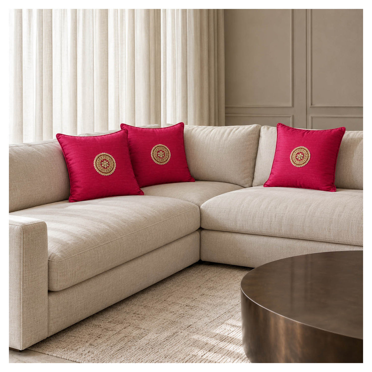 Gota Motif Cushion - Rich Magenta