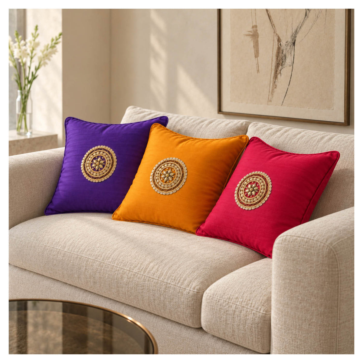 Vibrant Gota Cushions - Set of 3