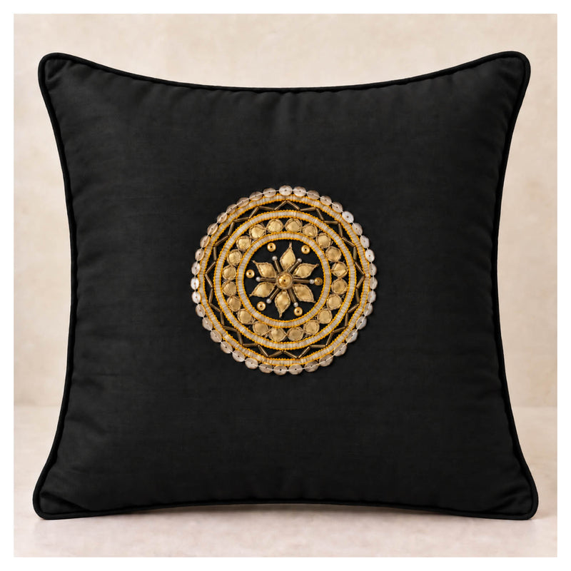 Gota Motif Cushion - Black