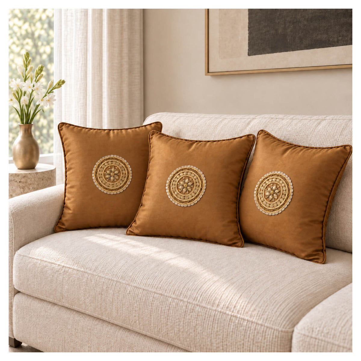 Gota Motif Cushion - Copper