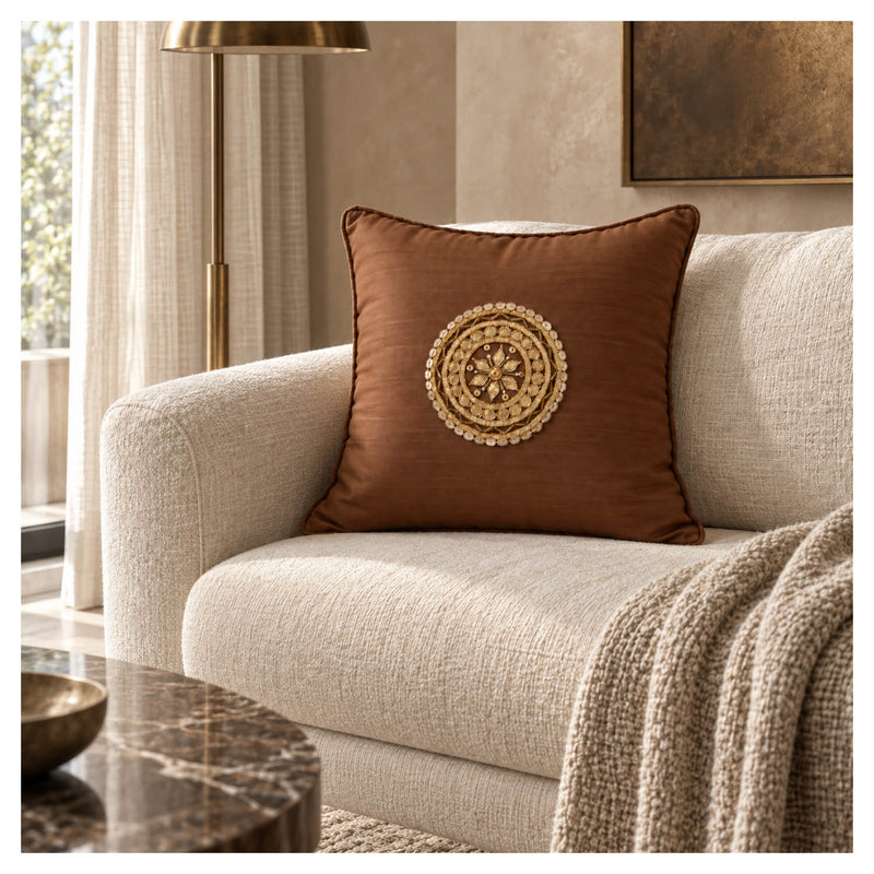 Gota Motif Cushion - Coffee