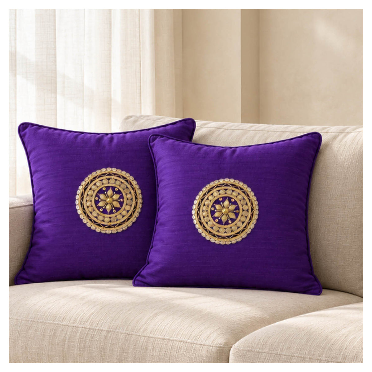 Gota Motif Cushion - Deep Purple