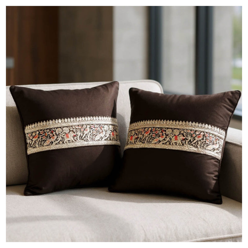 Jungle Procession Cushion - Black