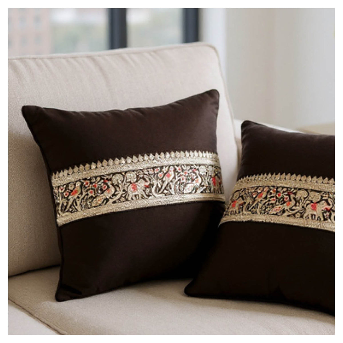 Jungle Procession Cushion - Black