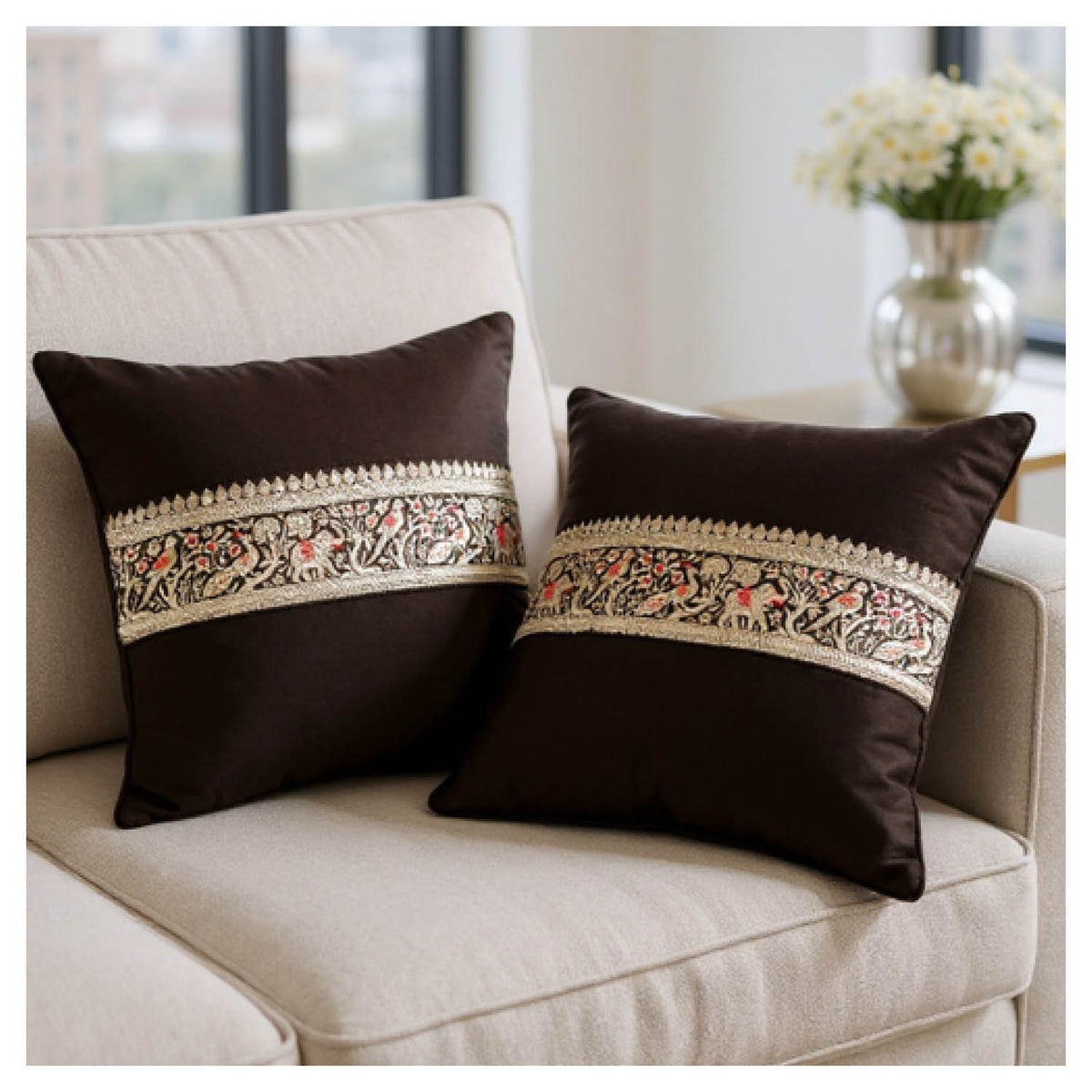 Jungle Procession Cushion - Black