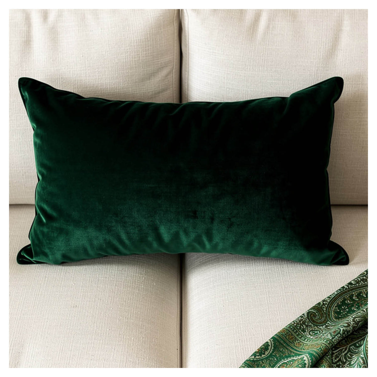 Velvet Lumbar Pillow - Forest Green