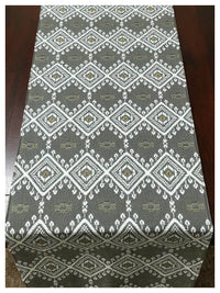 Tasseled Table Runner - Grey Aztec