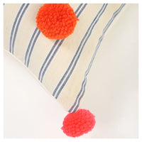Plush Pompom Cushion - Pink  Orange