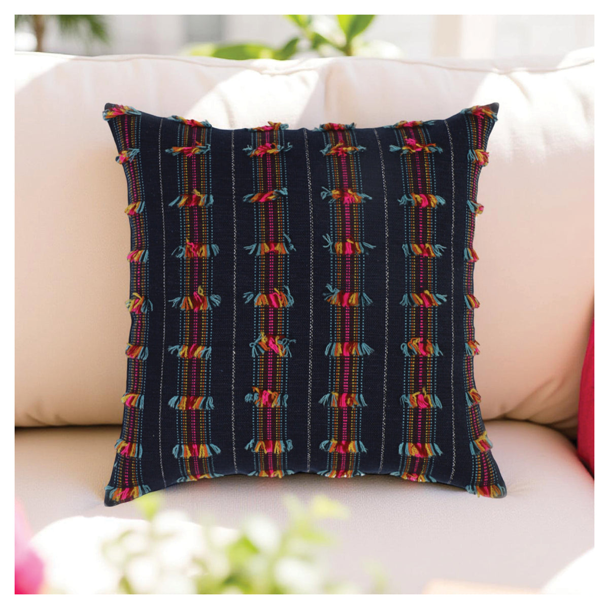 Orchard Fringe Cushion - Navy - Set of 2