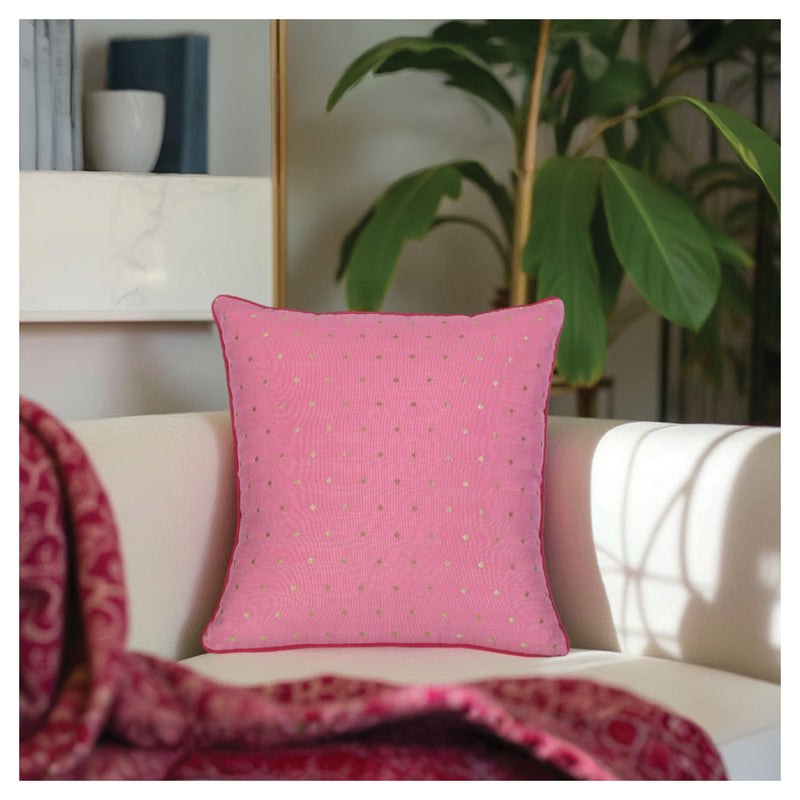 Gold Dot Cushion - Dust Pink