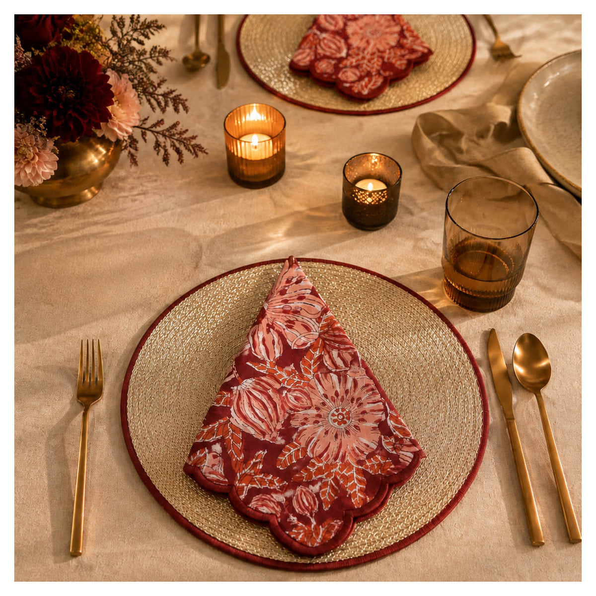 Spelt Shimmer Round Table Mats - Maroon