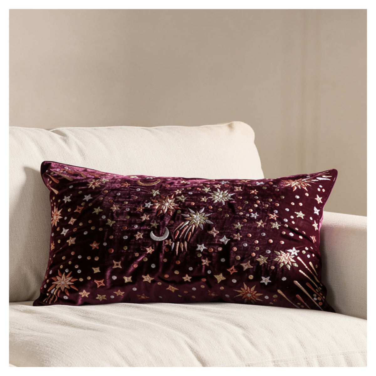 Starburst Lumbar Pillow - Crimson