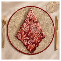 Spelt Shimmer Mats & Scalloped Napkins Set – Maroon