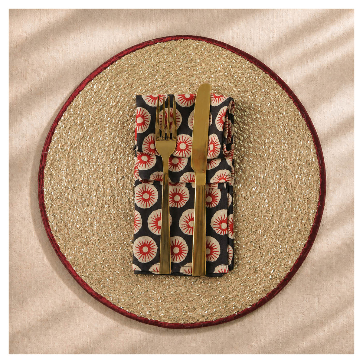 Spelt Shimmer Round Table Mats - Maroon