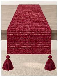 Gold Weave Table Runner – Maroon