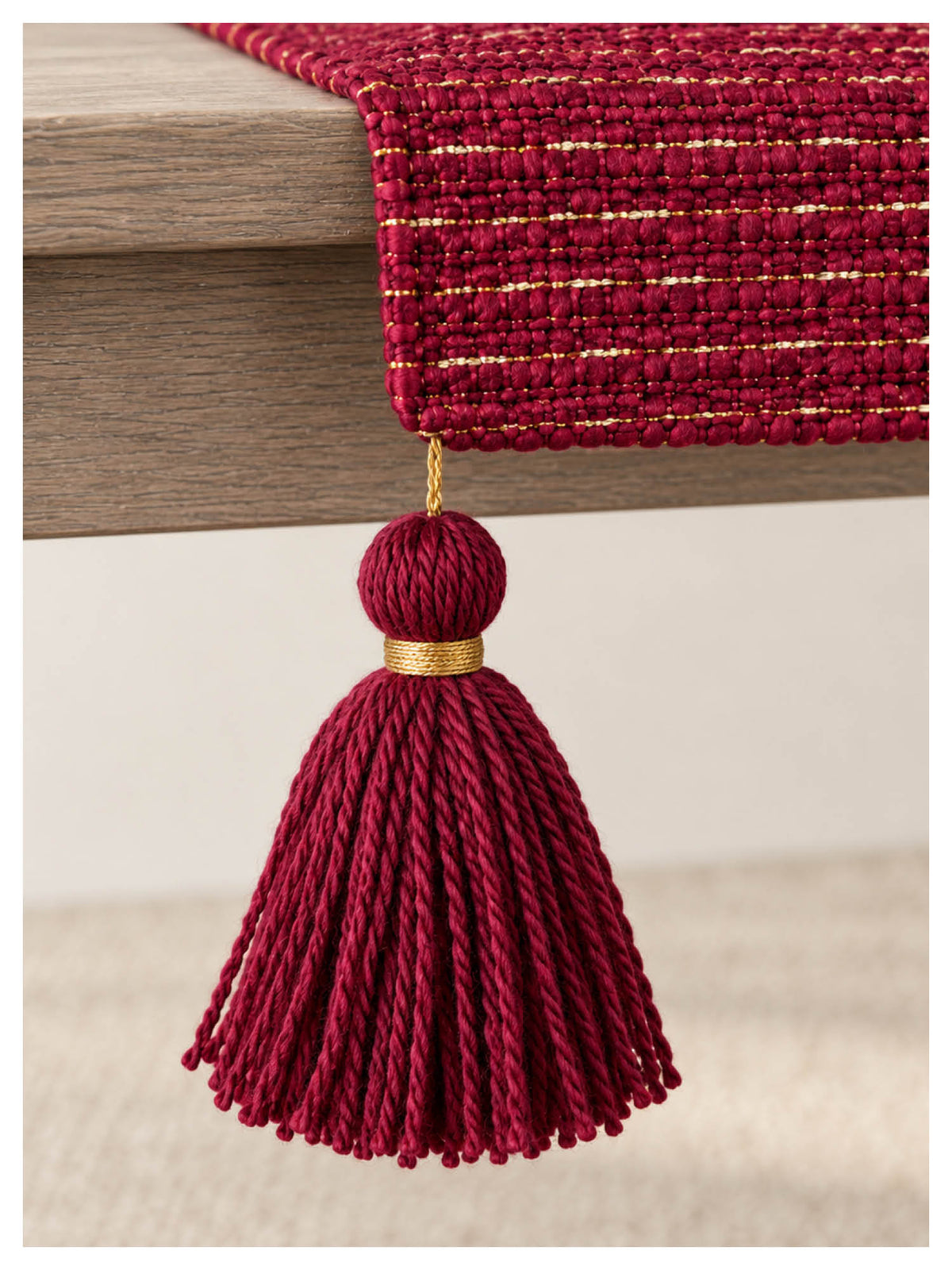 Gold Weave Table Runner – Maroon