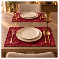 Gold Weave Placemats – Maroon