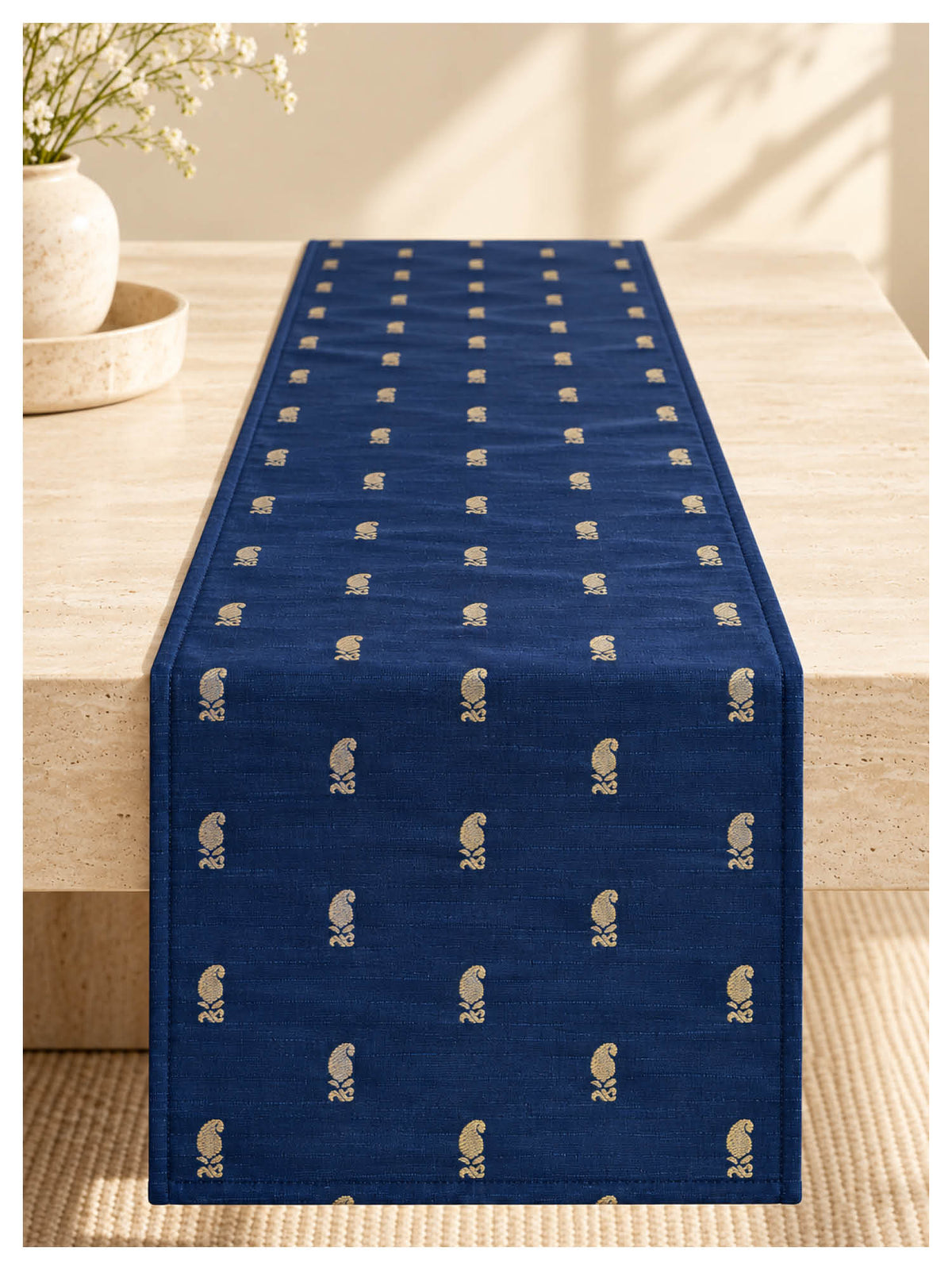Saz Paisley Table Runner – Navy