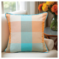 Big Checkered Autumn Cushion - Harvest Orange - Set of 2