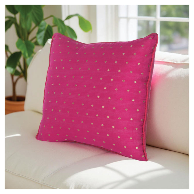 Gold Dot Cushion - Magenta Pink