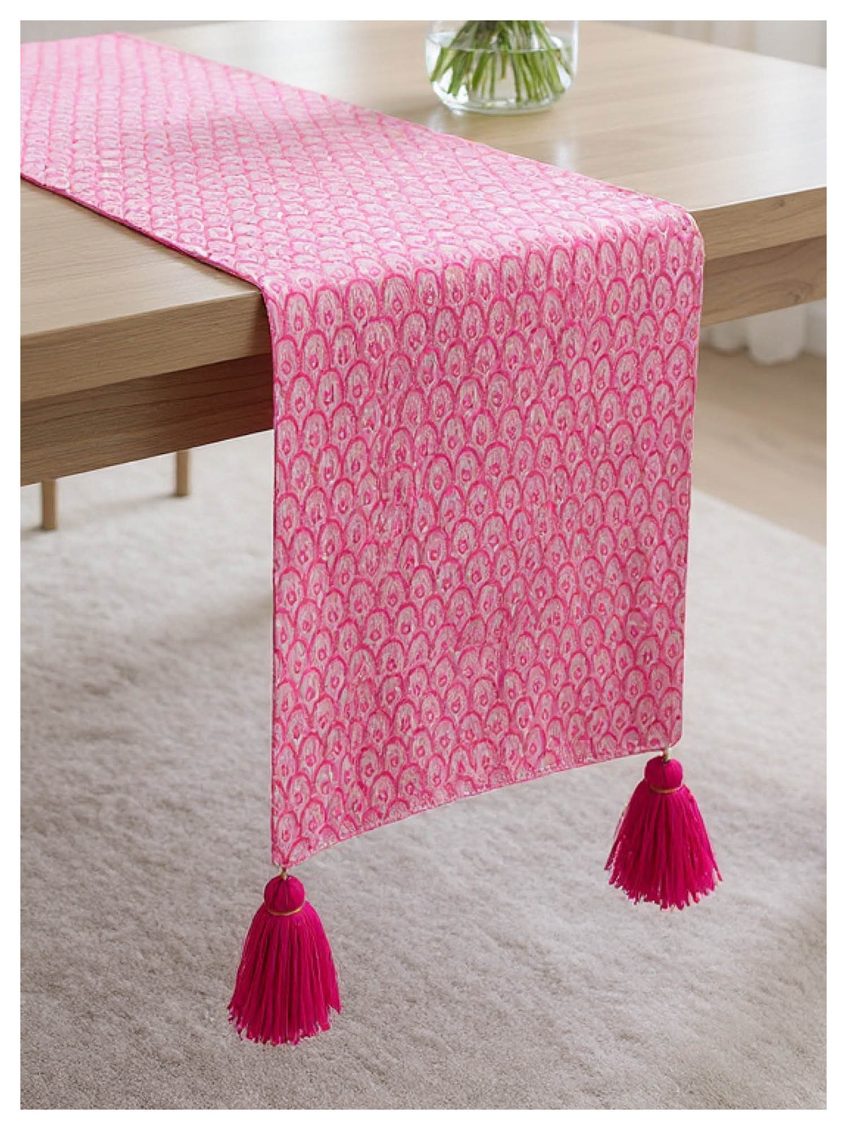 Pink Scallop Table Runner