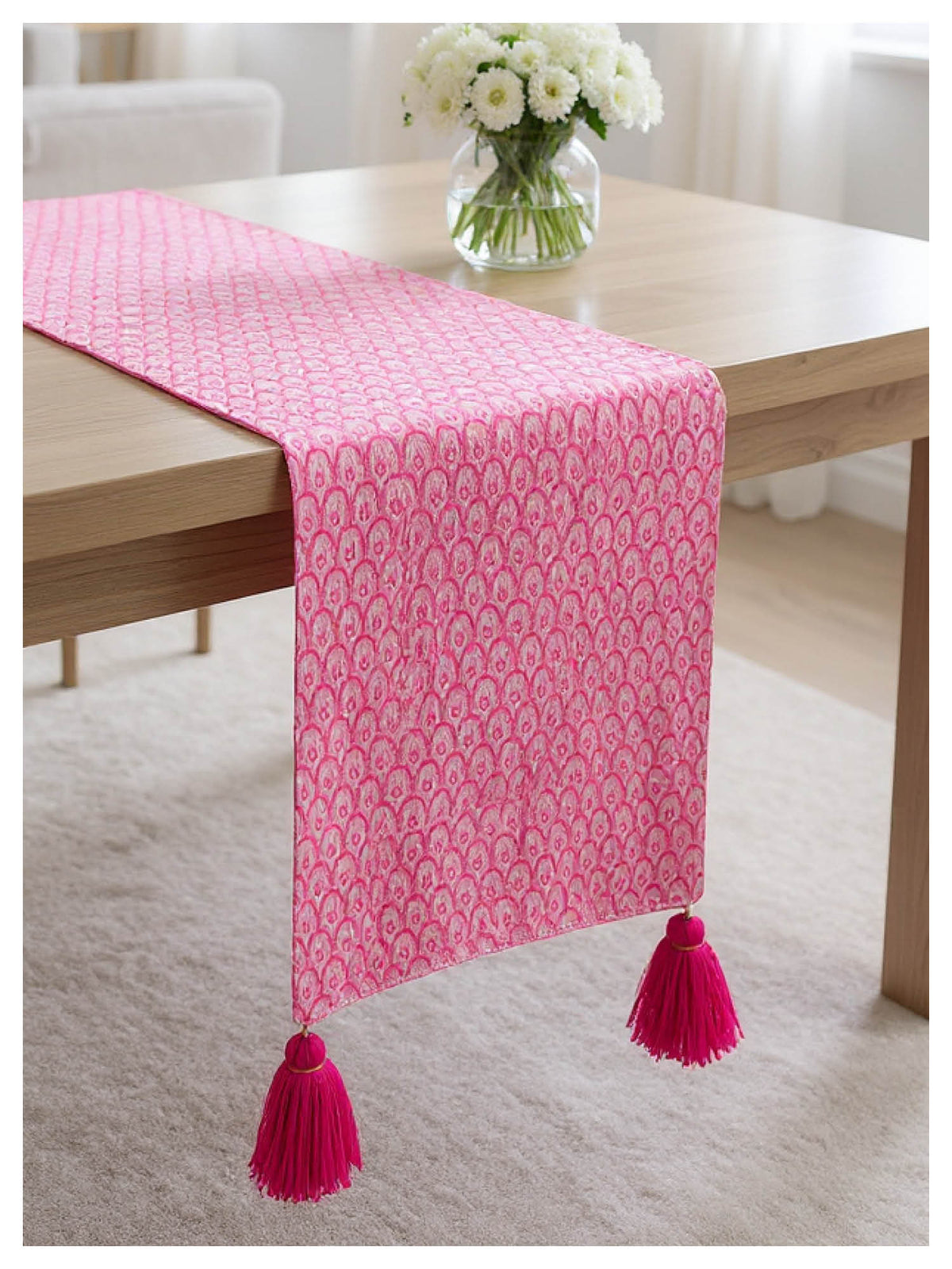 Pink Scallop Table Runner