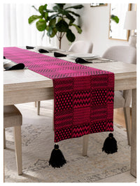 Fuchsia and Black Patterned Table Runner