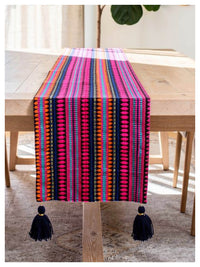 Navy and Hot Pink Table Runner with Tassels