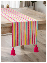 Vibrant Striped Table Runner with Tassels