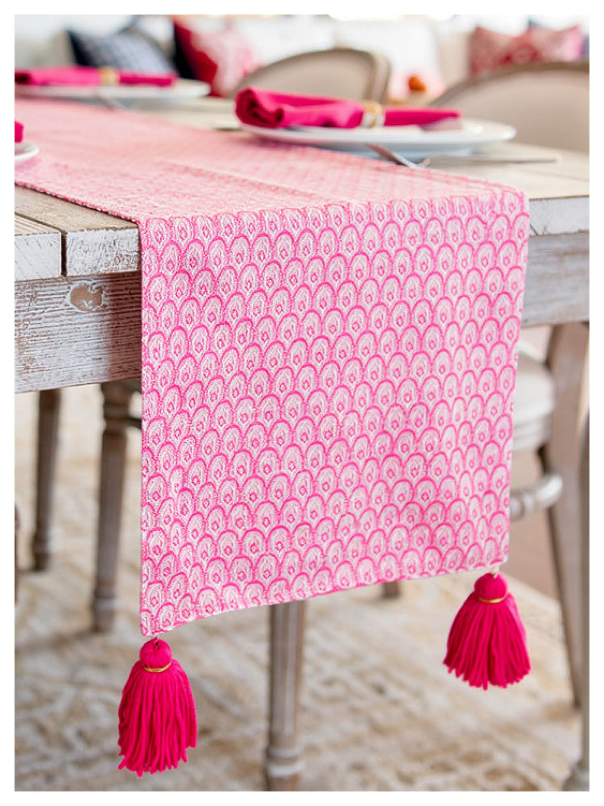 Pink Scallop Table Runner