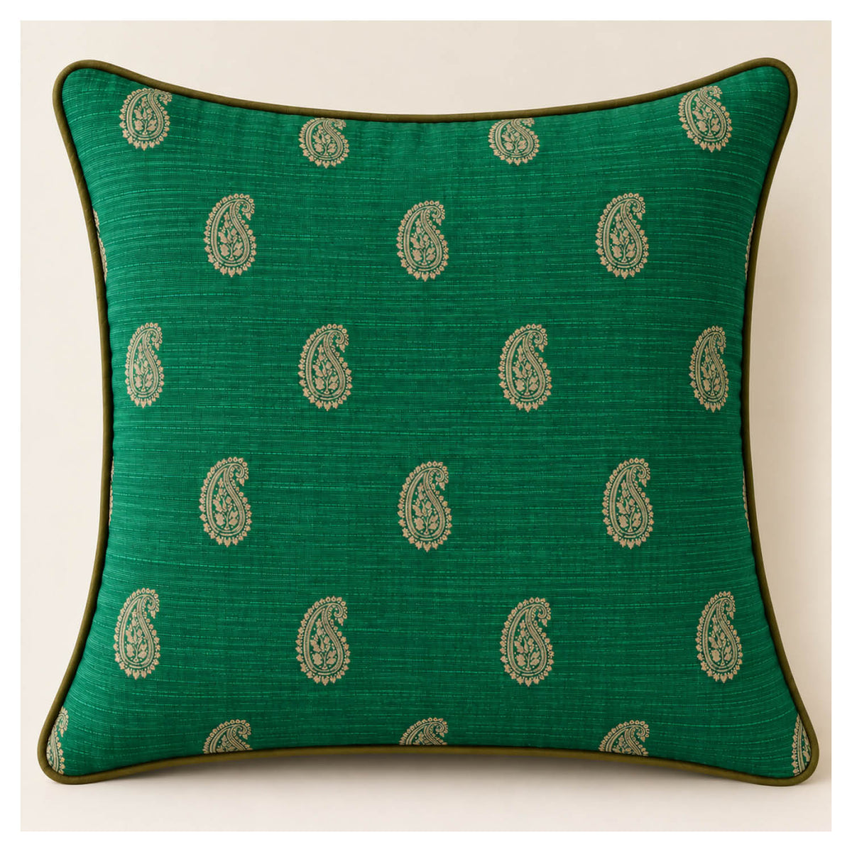 Heritage Paisley Cushion - Emerald Green