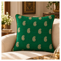 Heritage Paisley Cushion - Emerald Green