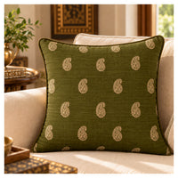 Heritage Paisley Cushion - Antique Olive
