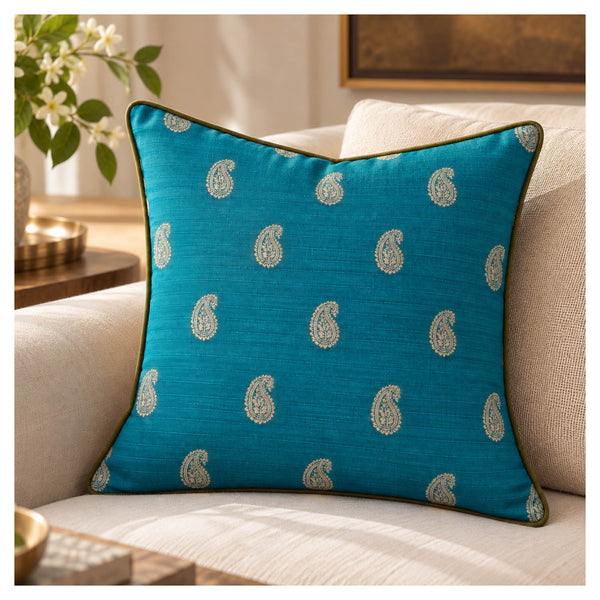 Heritage Paisley Cushion - Indian Turquoise
