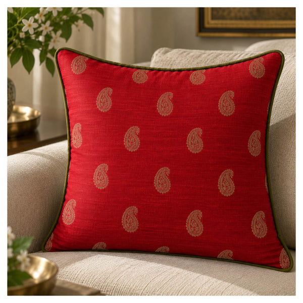 Heritage Paisley Cushion - Red