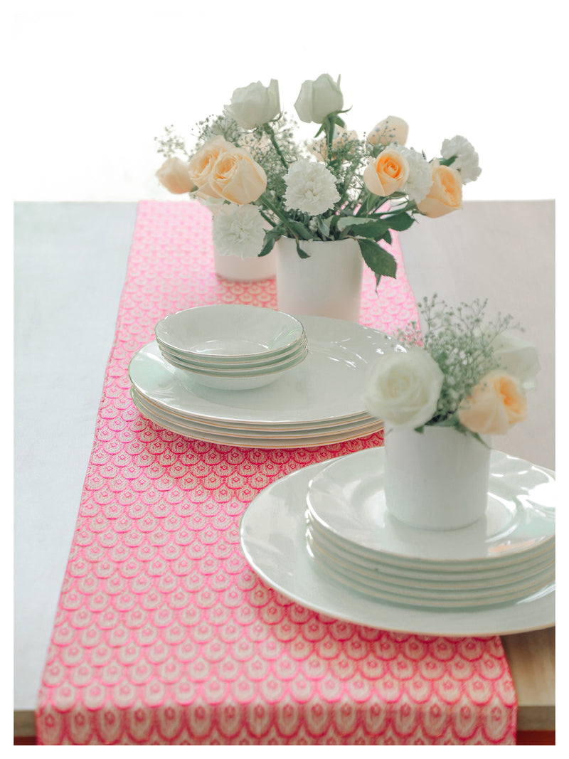 Pink Scallop Table Runner