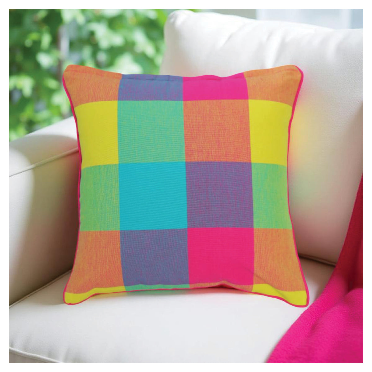 Big Checkered Summer Cushion - Sorbet Pink - Set of 2