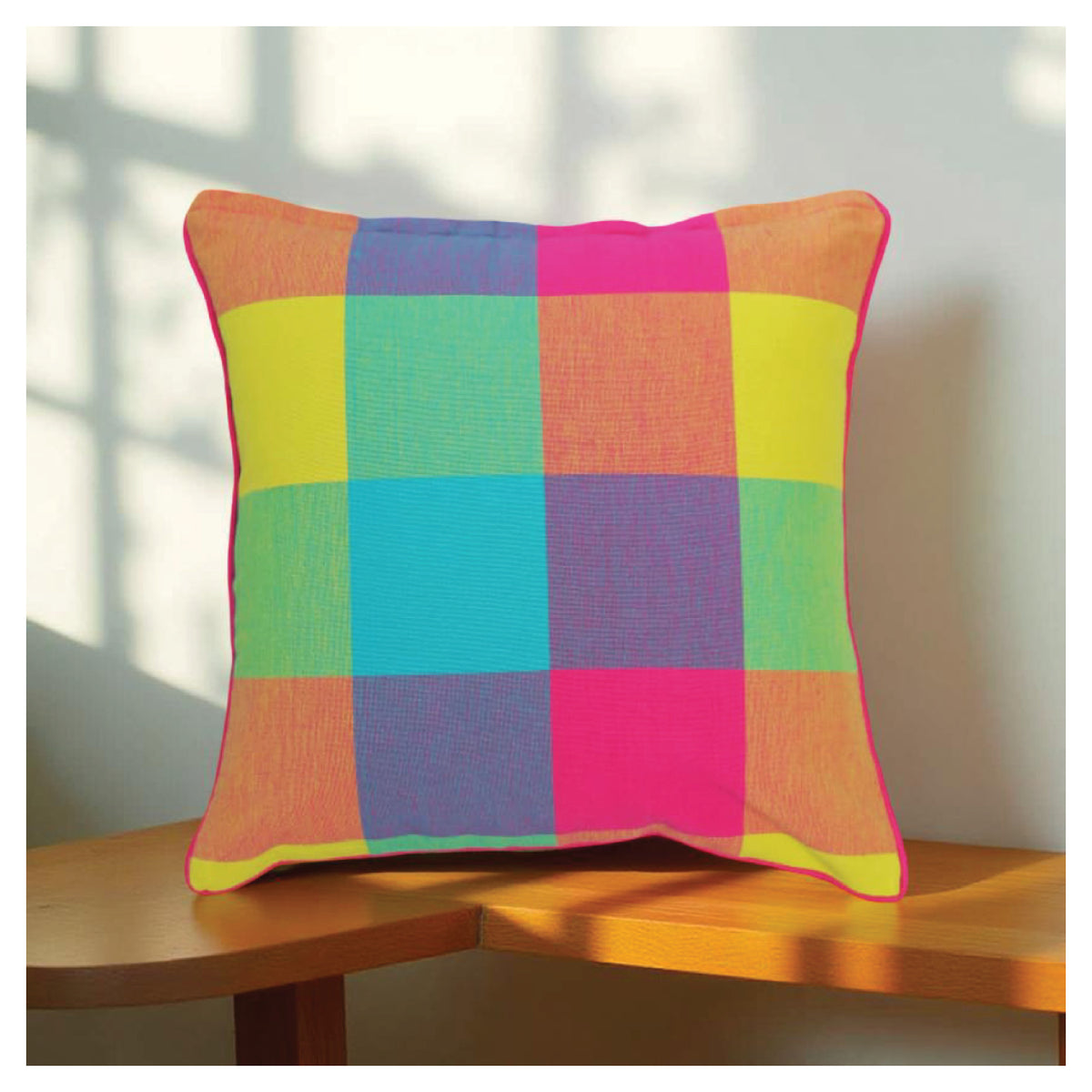 Big Checkered Summer Cushion - Sorbet Pink - Set of 2
