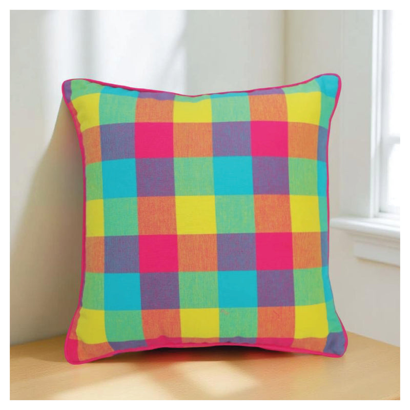 Medium Checkered Summer Cushion - Sorbet Pink - Set of 2