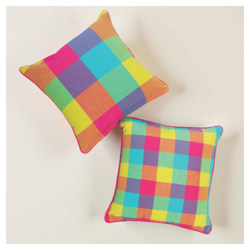 Big Checkered Summer Cushion - Sorbet Pink - Set of 2