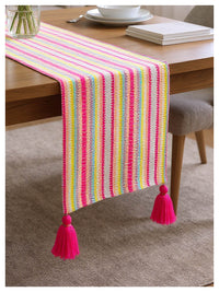 Vibrant Striped Table Runner with Tassels