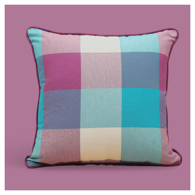 Big Checkered Autumn Cushion - Violet Bloom - Set of 2