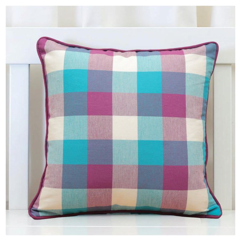 Medium Checkered Autumn Cushion - Violet Bloom - Set of 2