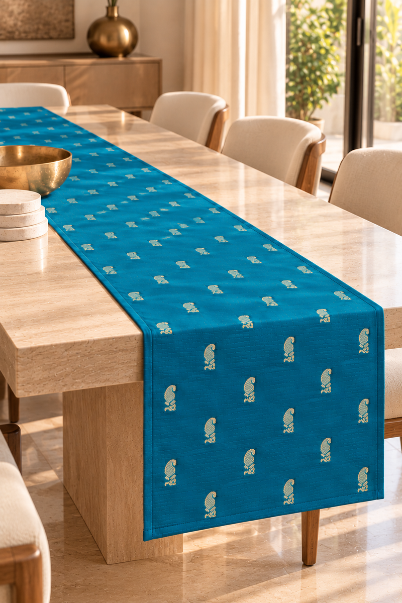 Saz Paisley Table Runner – Turquoise