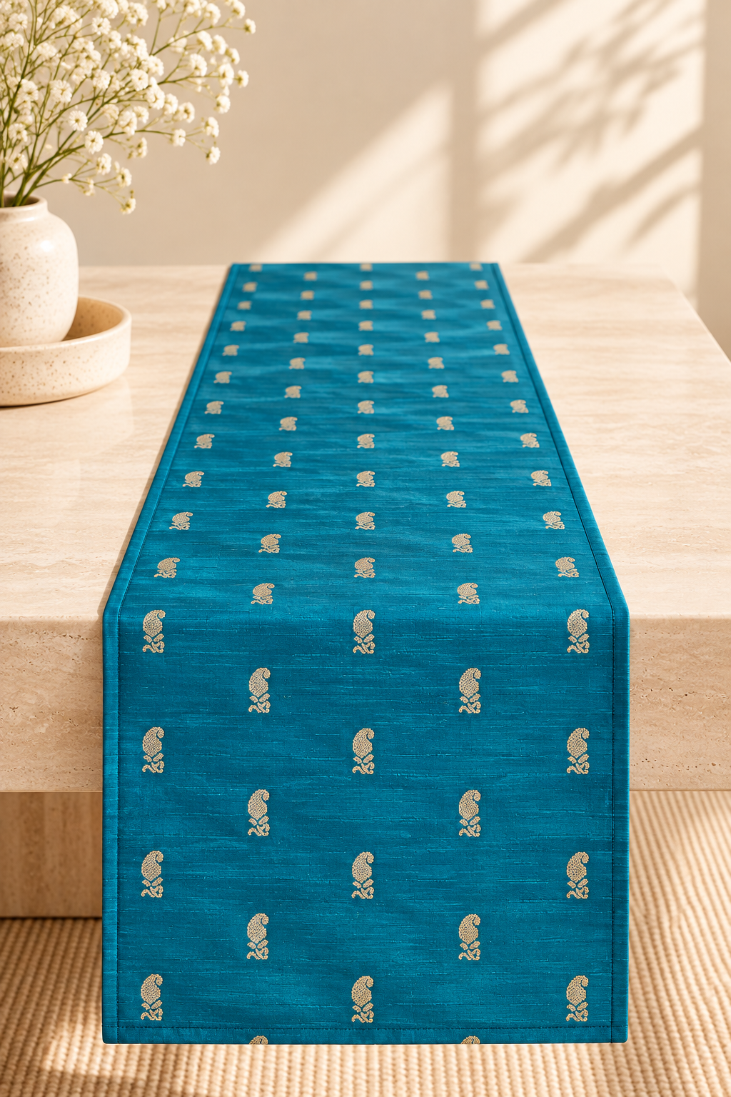 Saz Paisley Table Runner – Turquoise