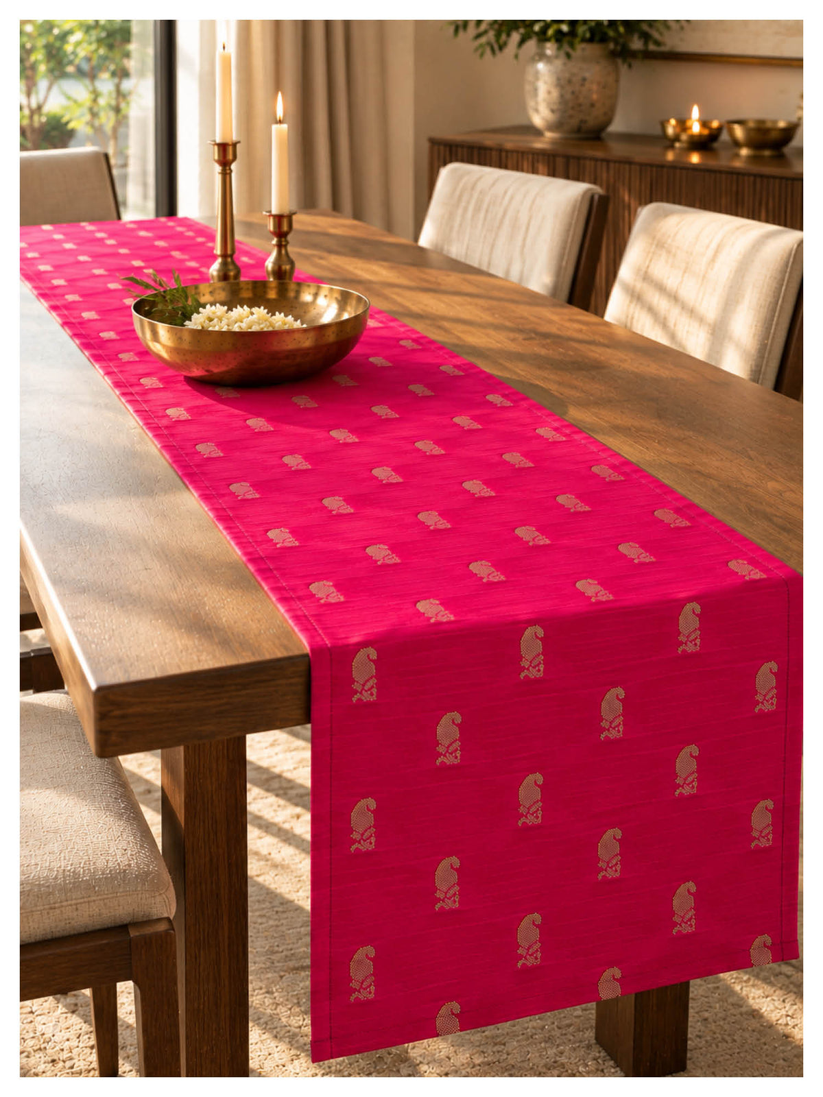 Saz Paisley Table Runner – Rani Pink