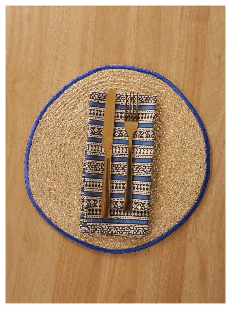 Spelt Shimmer Round Table Mats - Blue